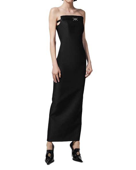 Versace Sculptural Strapless Maxi Dress.